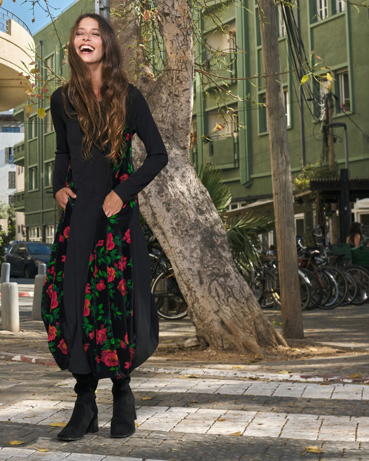 Nocturne Crew Cocoon Dress, Roses