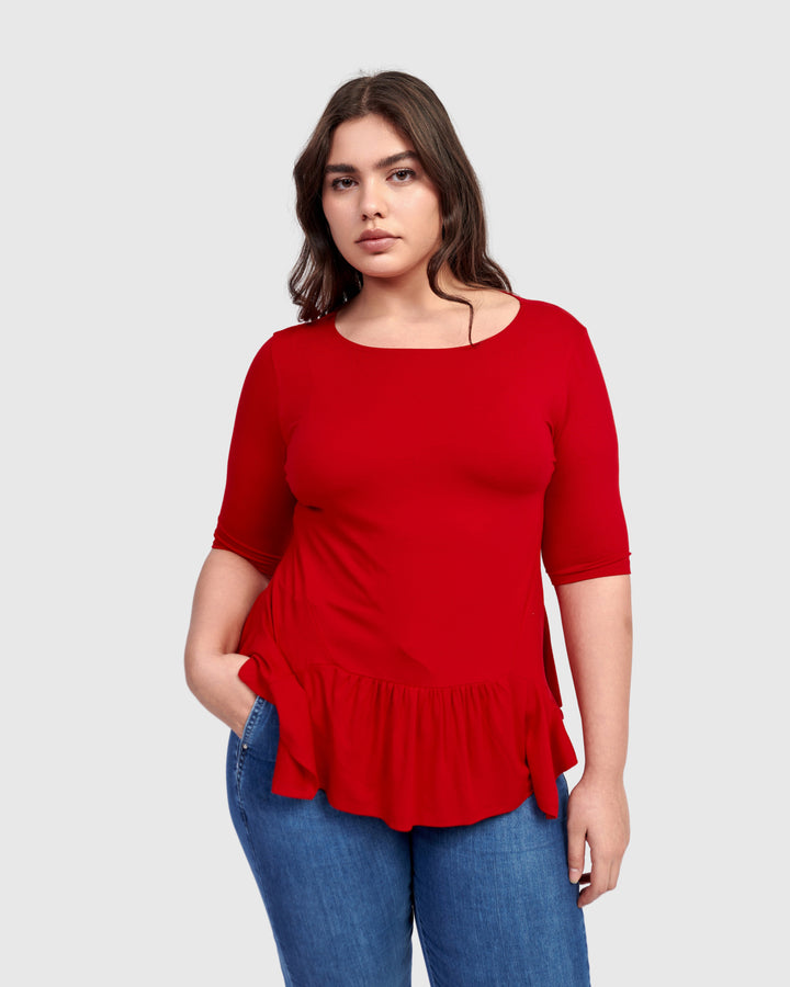 Addison Flouncy Tee, Red