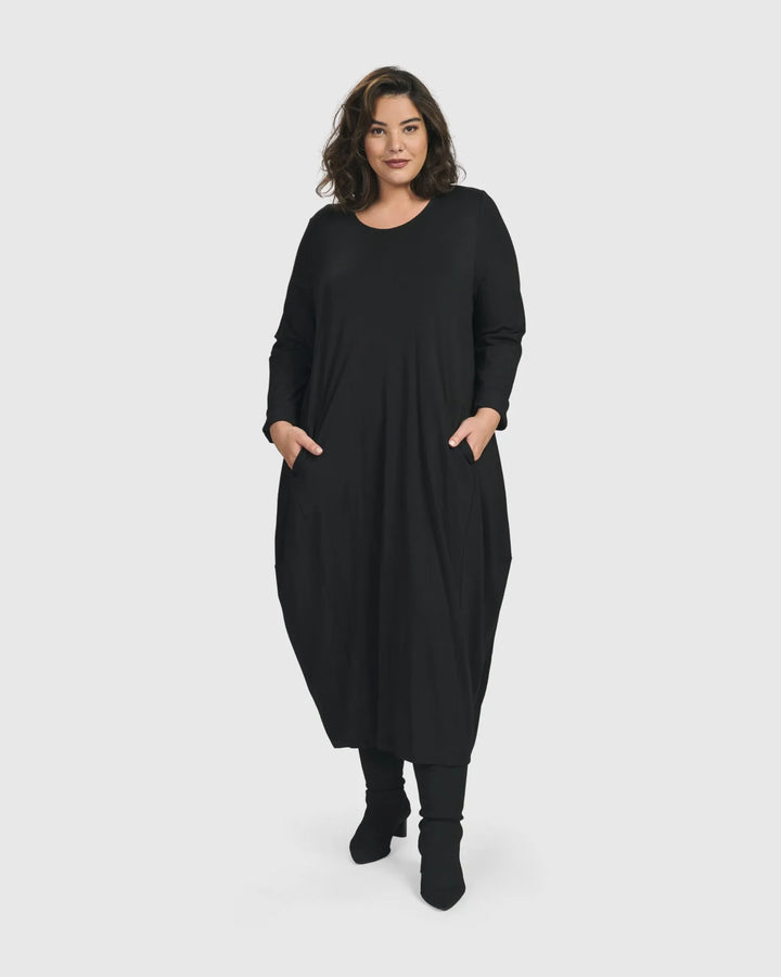 Essential Toned Up Midi Dress, Black