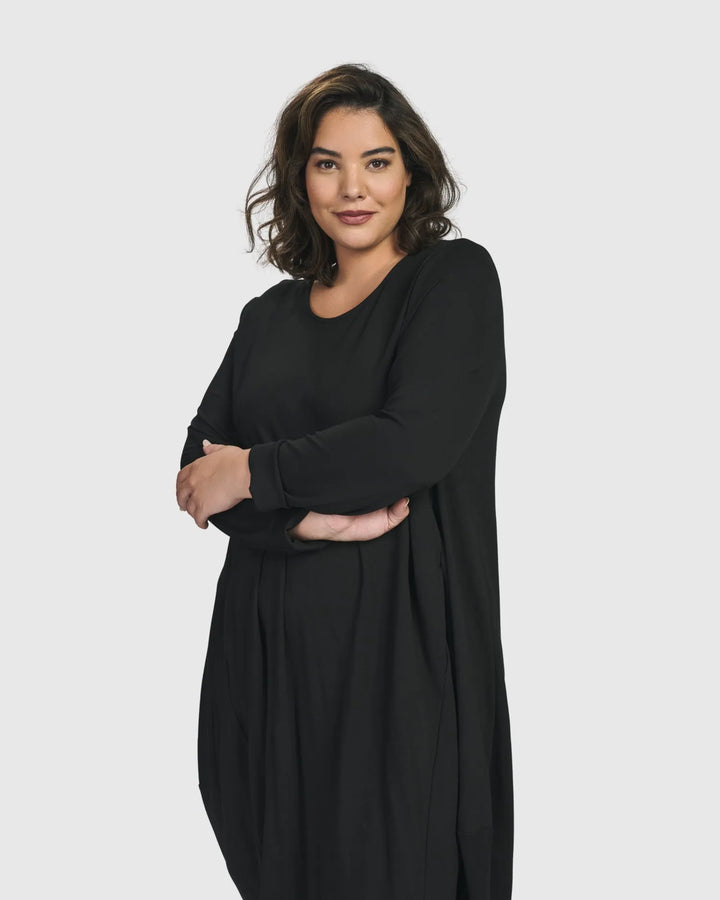 Essential Toned Up Midi Dress, Black