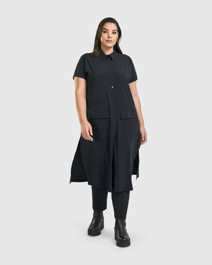 Matrix Short Sleeve Duster, Black