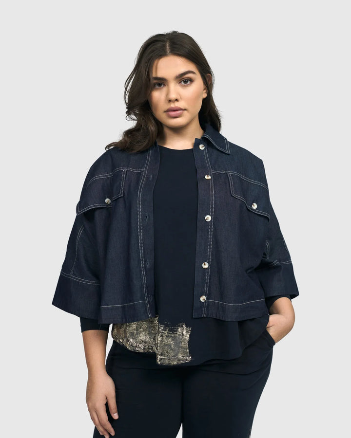 Dallas Cropped Shirt Jacket, Denim