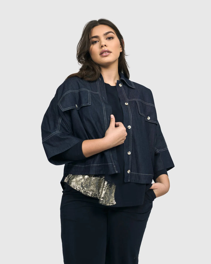 Dallas Cropped Shirt Jacket, Denim