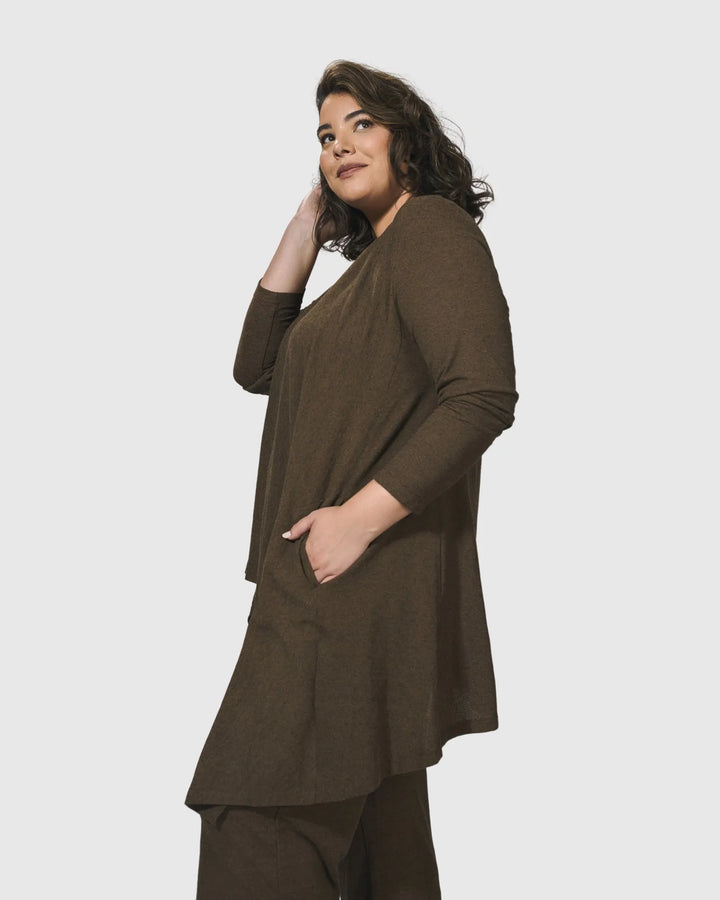 Essential Swing Tunic Top, Brown