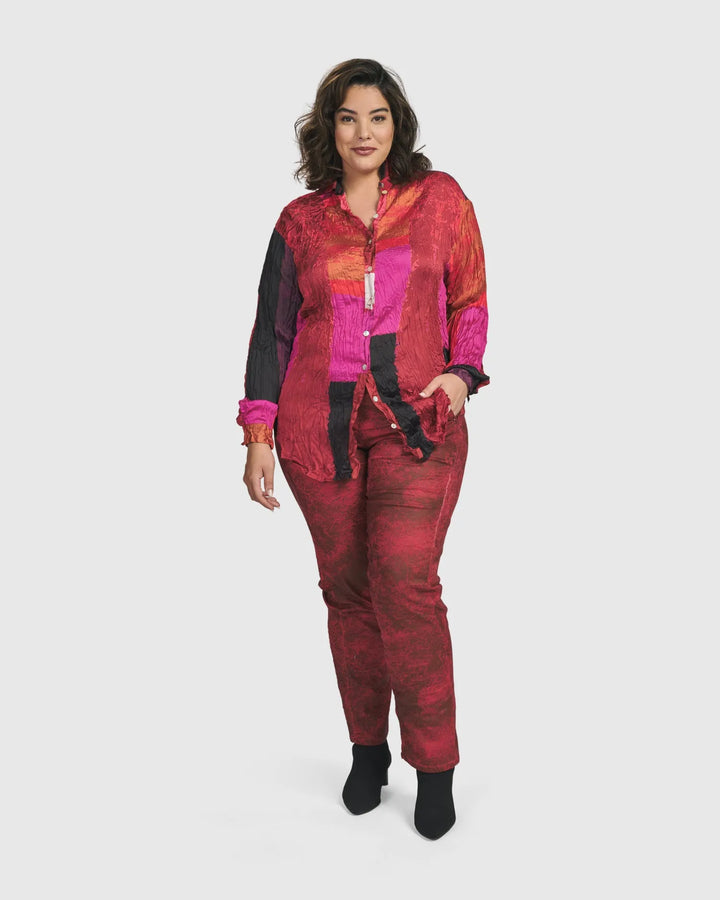 Sunset Strip Button Down Shirt, Magenta