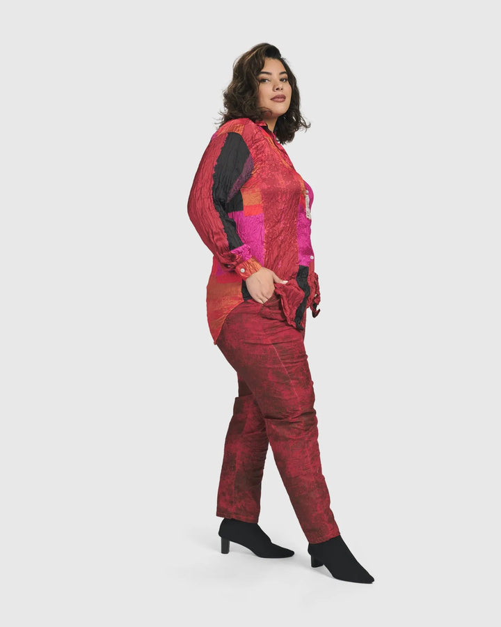 Sunset Strip Button Down Shirt, Magenta