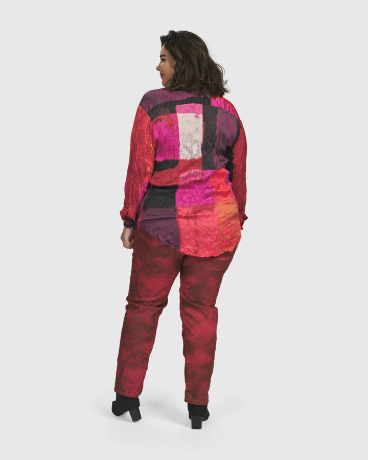 Sunset Strip Button Down Shirt, Magenta