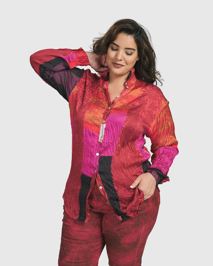 Sunset Strip Button Down Shirt, Magenta