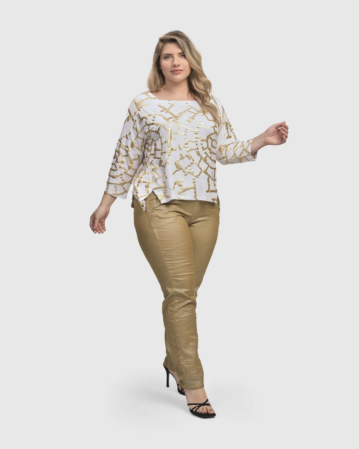 Pinstripe Iconic Stretch Jeans, Gold
