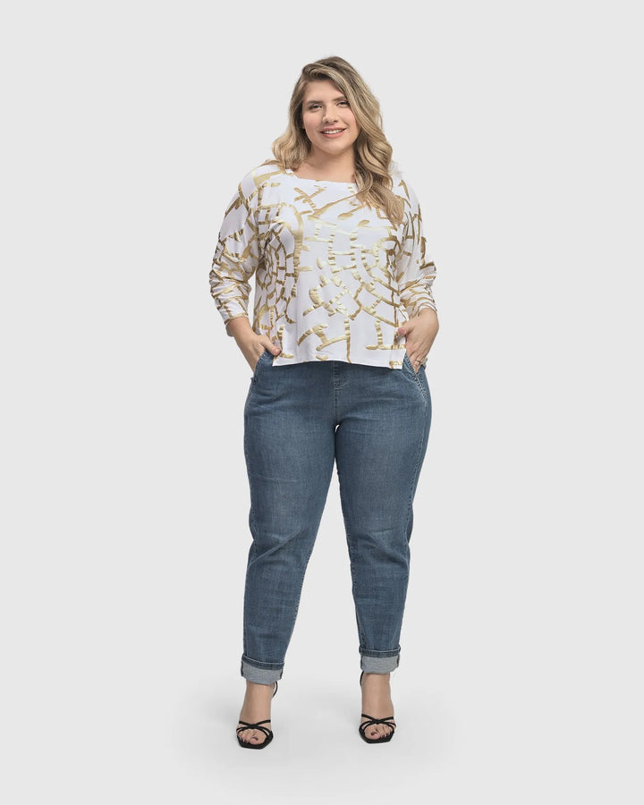 Hypnotic Cutaway Boxy Top, Gold