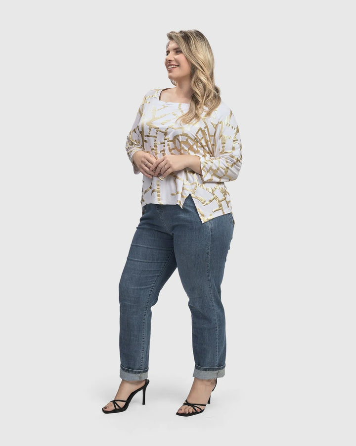 Hypnotic Cutaway Boxy Top, Gold