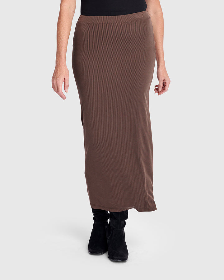 Essential Cupro Pencil Skirt, Coffee