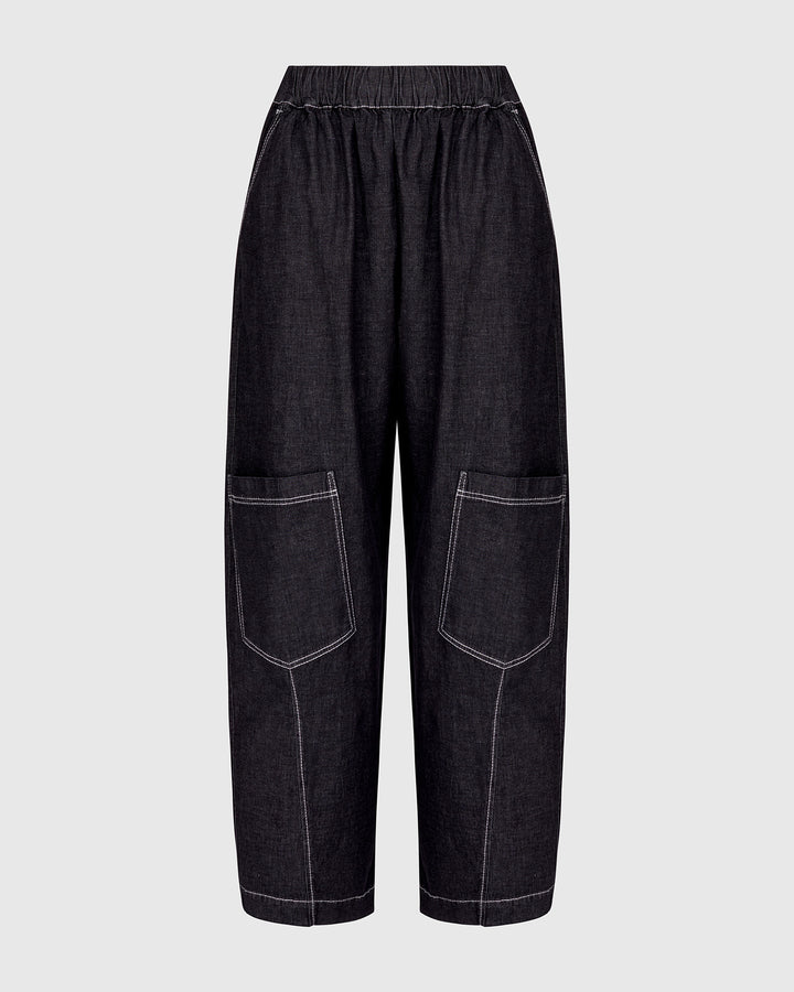 Papaya Relaxed Pants, Black Denim