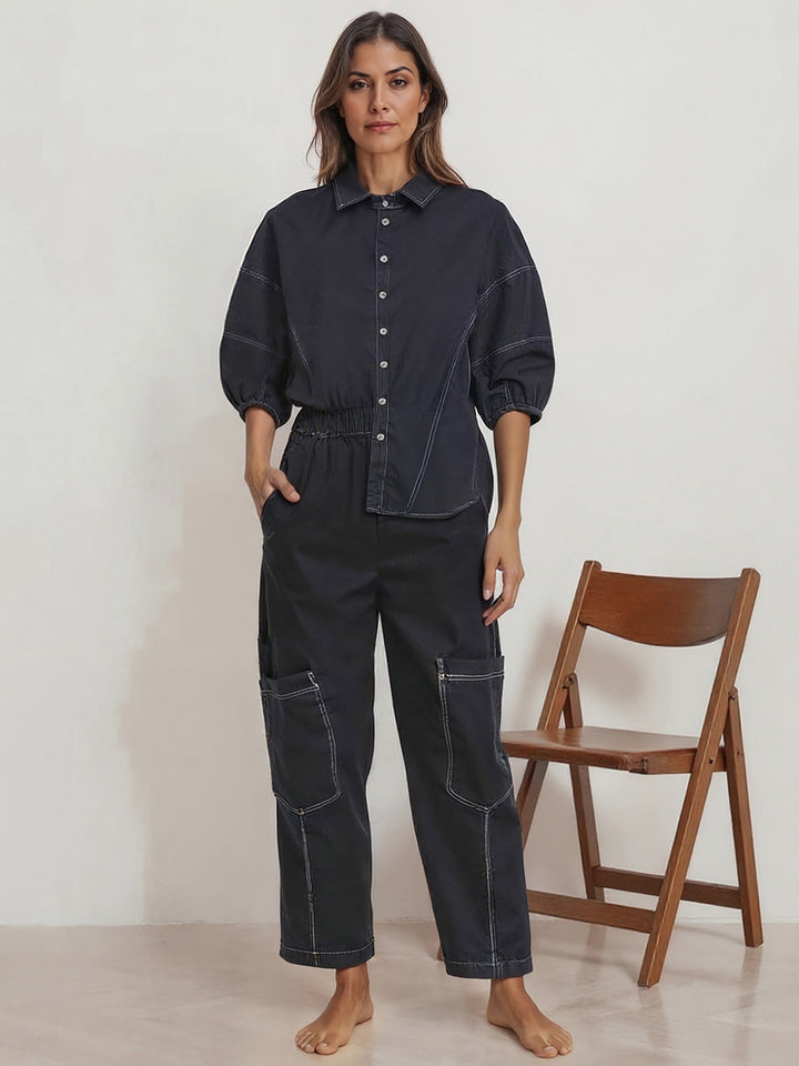 Papaya Relaxed Pants, Black Denim