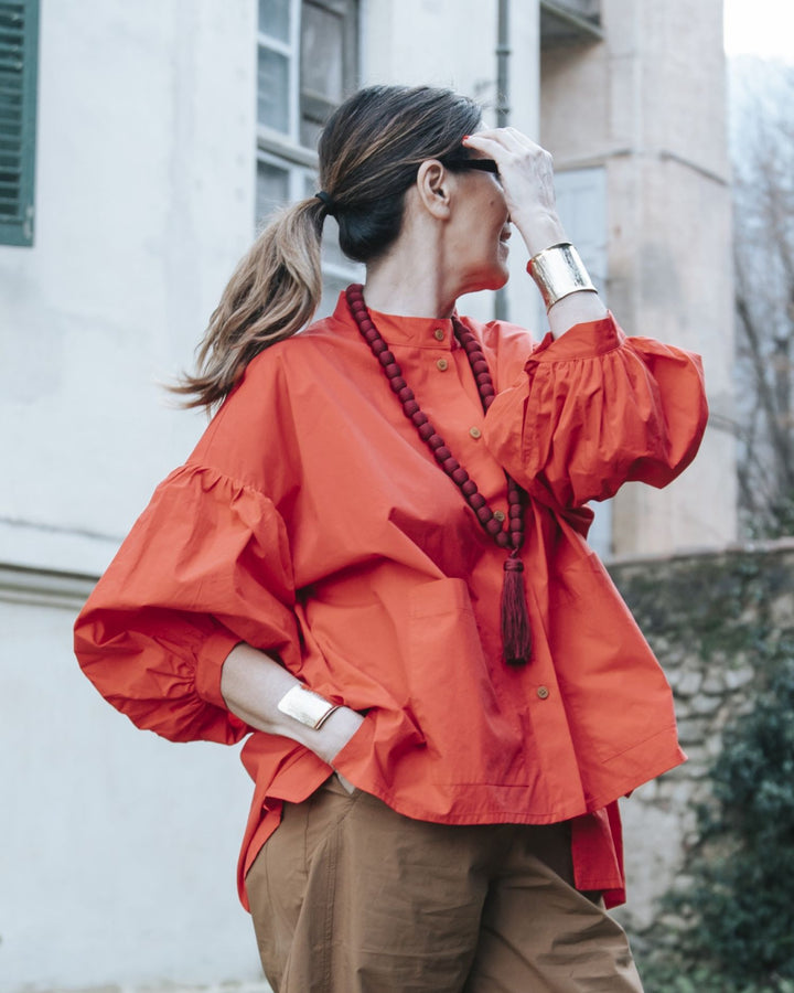 Lydia Hi-Lo Blouse, Red