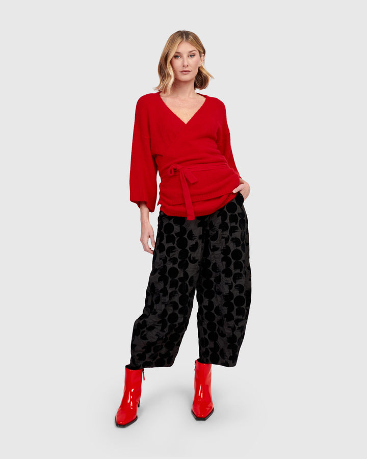 Alin Wrap Sweater, Red
