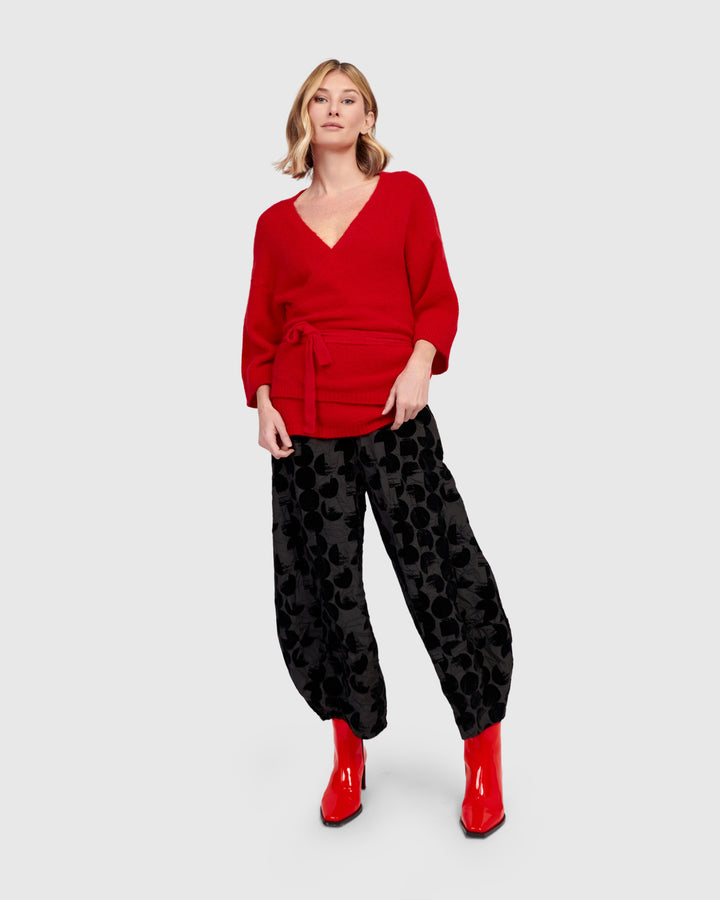 Alin Wrap Sweater, Red