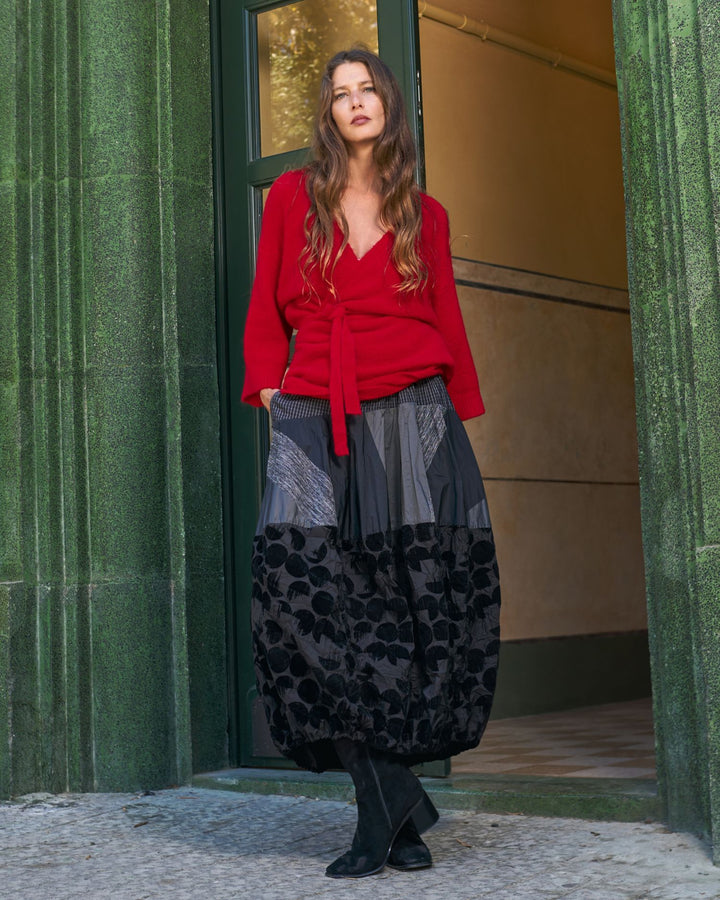 Alin Wrap Sweater, Red