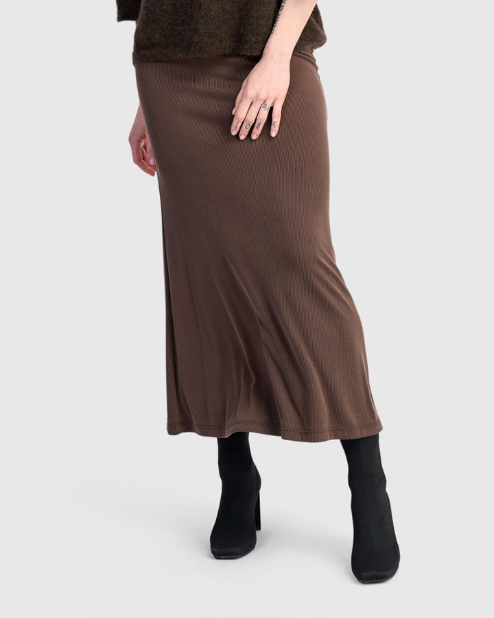 Essential Cupro Pencil Skirt, Coffee