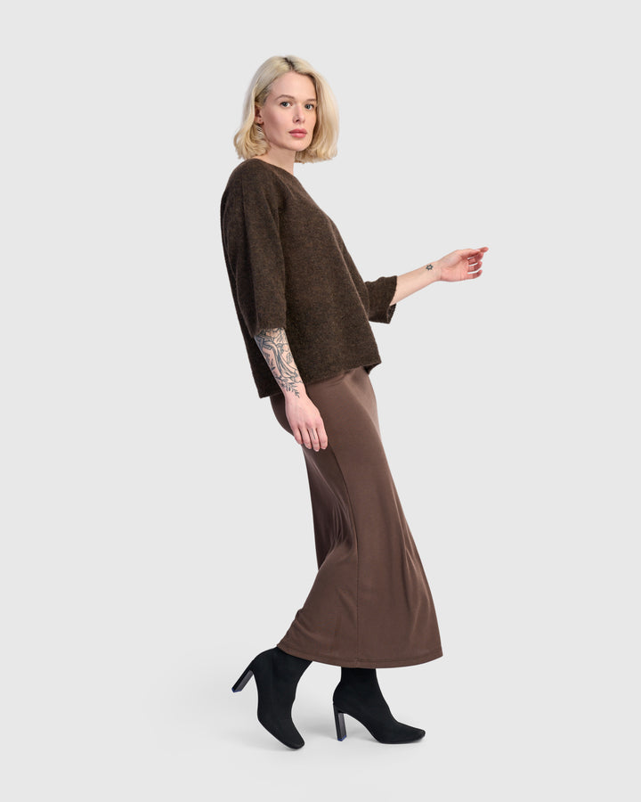 Essential Cupro Pencil Skirt, Coffee