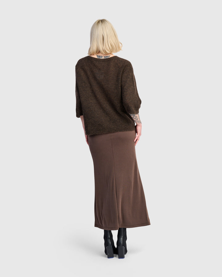 Essential Cupro Pencil Skirt, Coffee