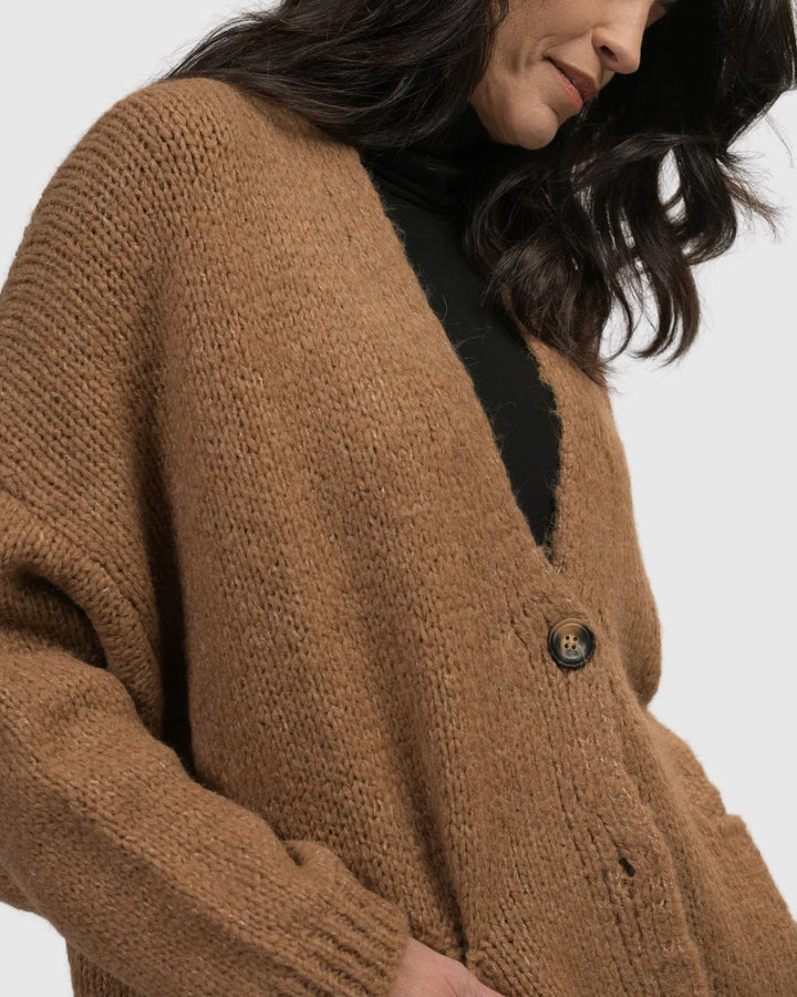 Sylvia Crop Cardigan, Sepia