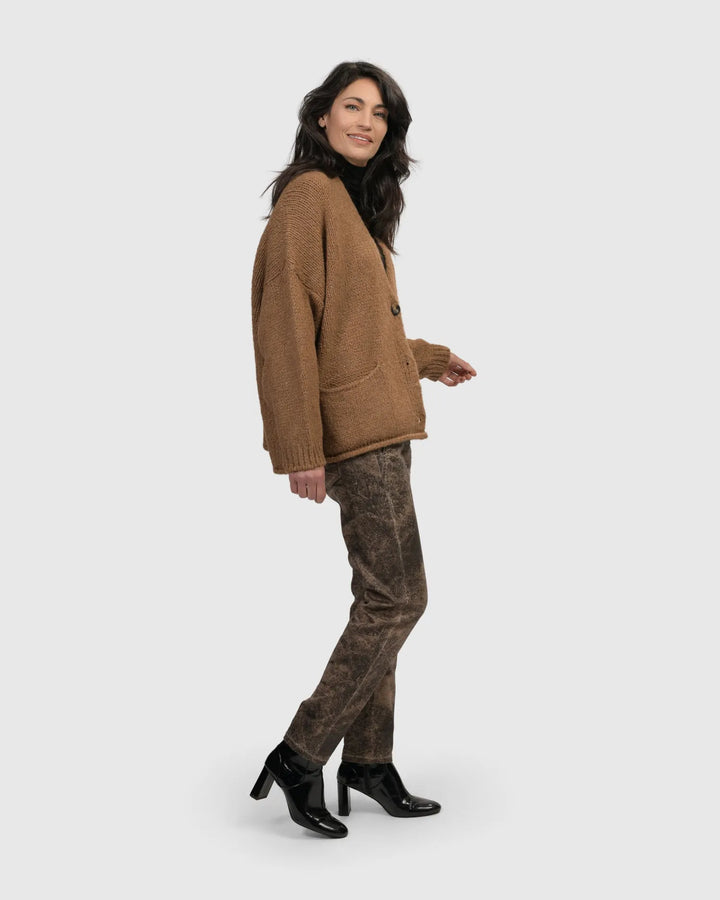 Sylvia Crop Cardigan, Sepia