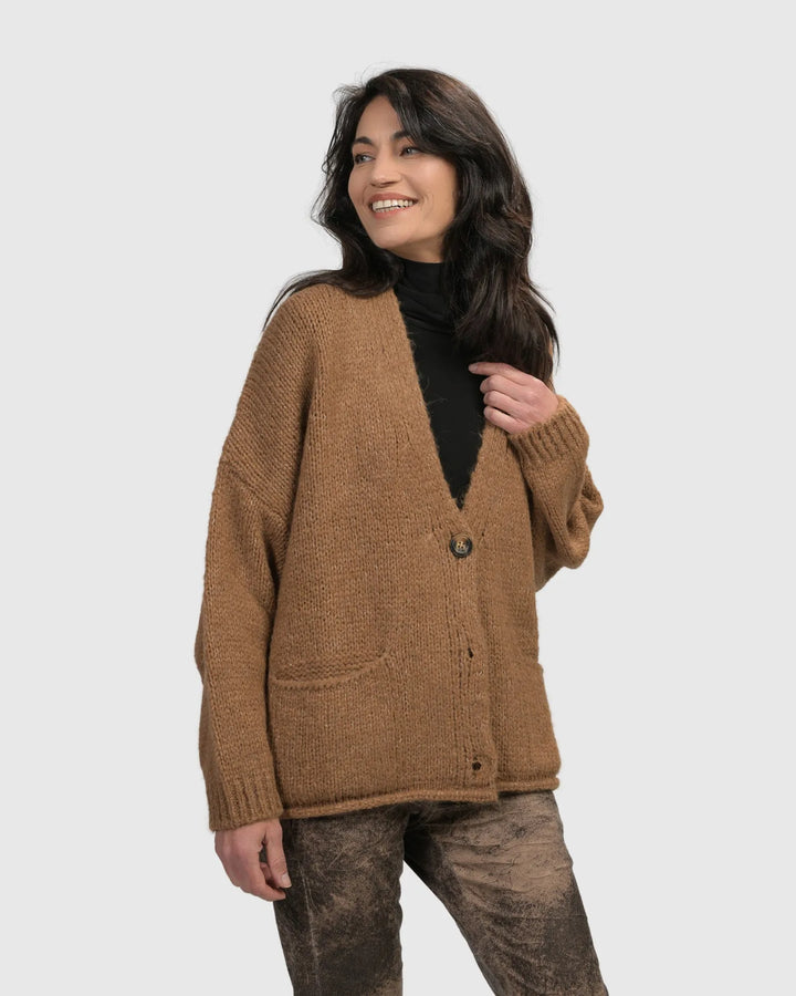 Sylvia Crop Cardigan, Sepia