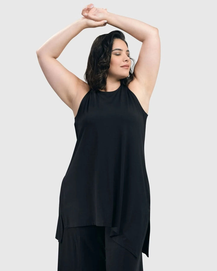 Essential Sleeveless Tunic Top, Black