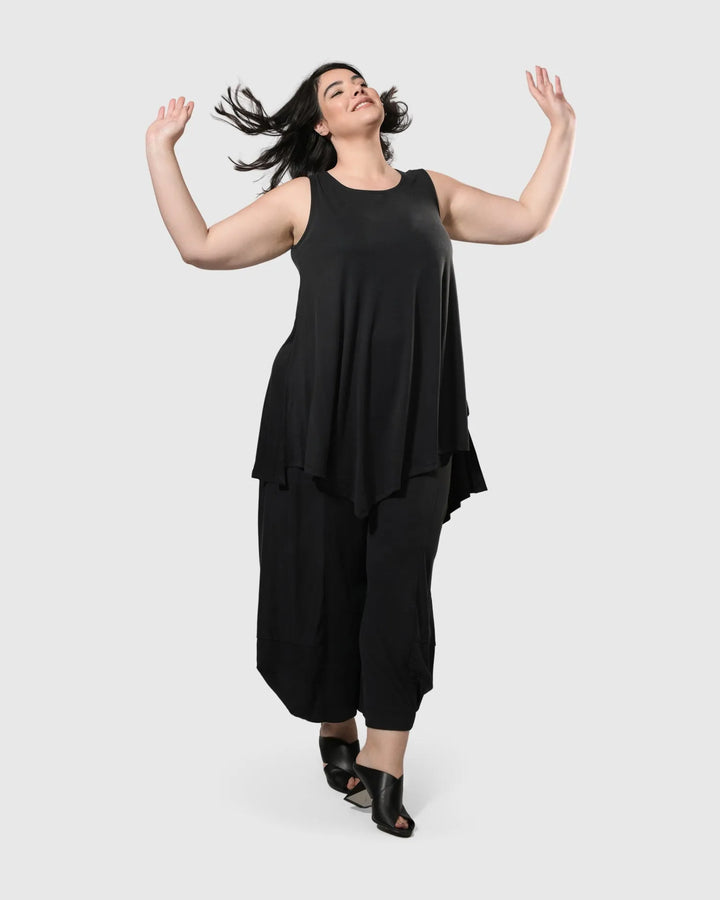 Sharon Sleeveless Tunic Top, Charcoal