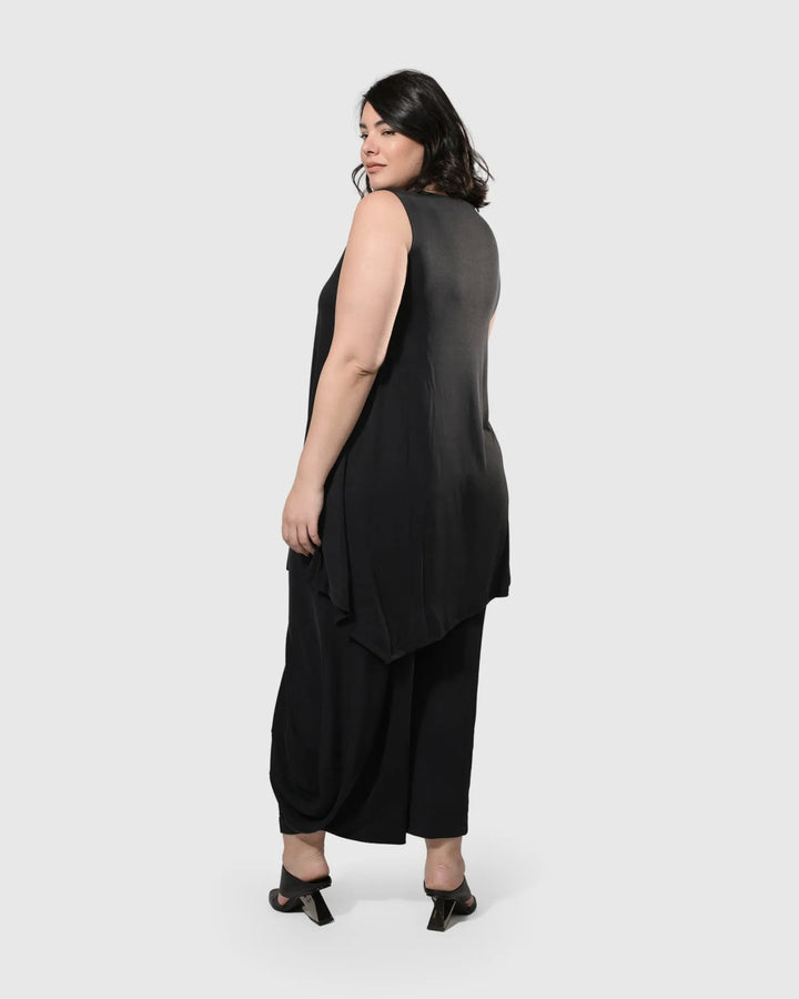 Sharon Sleeveless Tunic Top, Charcoal