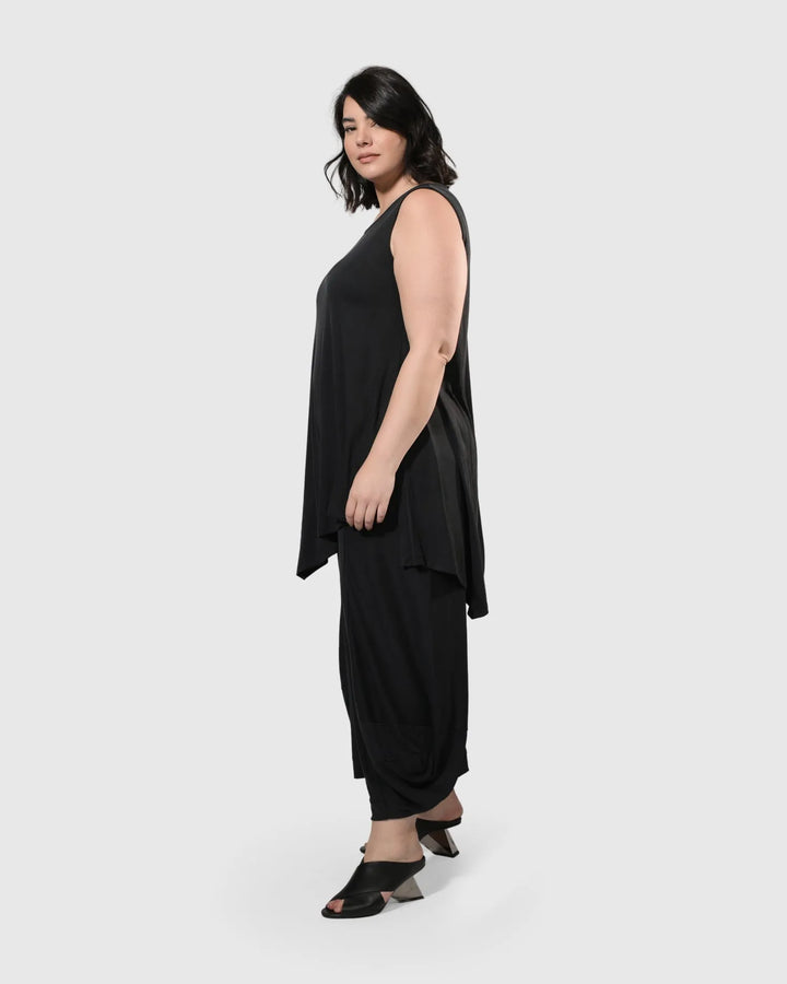 Sharon Sleeveless Tunic Top, Charcoal
