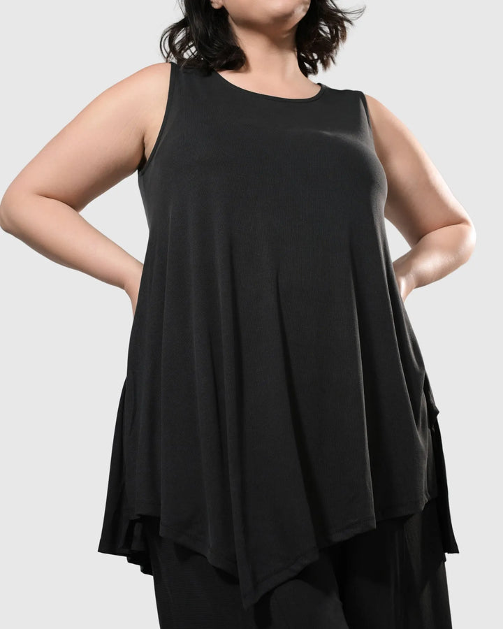 Sharon Sleeveless Tunic Top, Charcoal