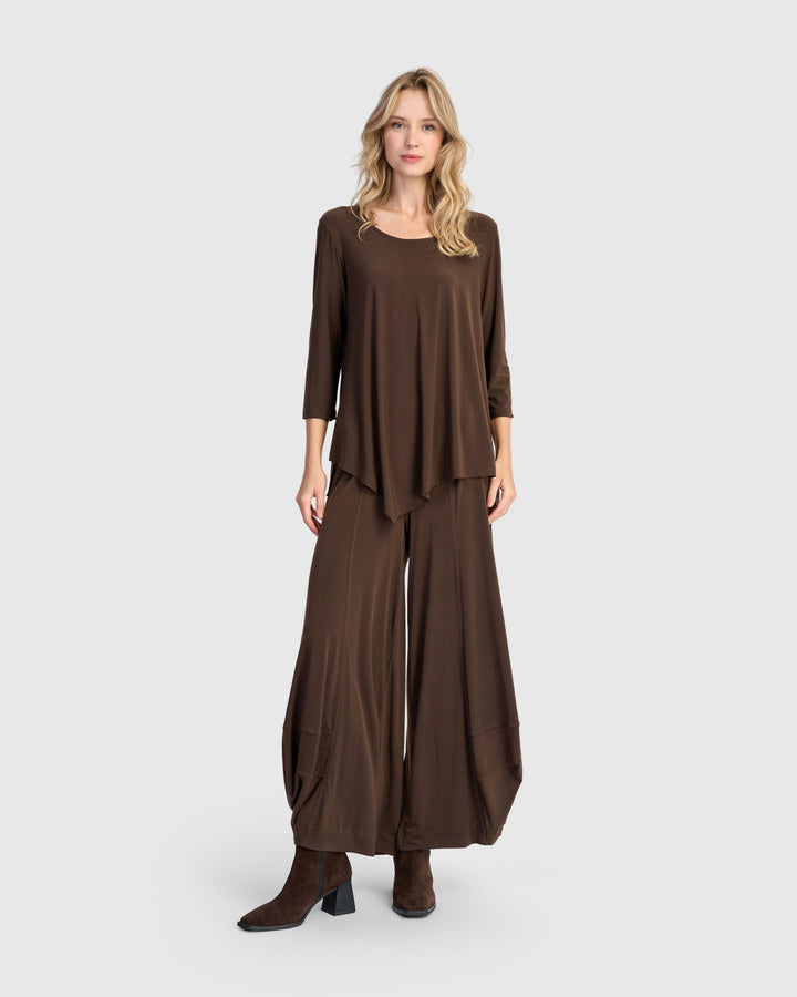 Essential Slinky Point Hem Top, Sepia