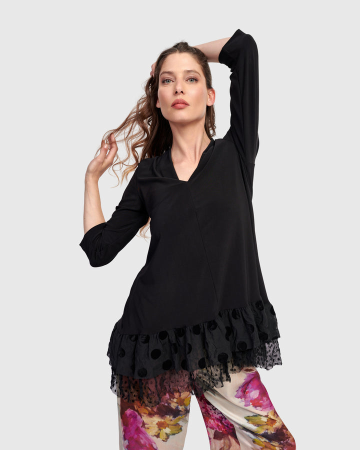Crystal V-Neck Tunic Top, Black