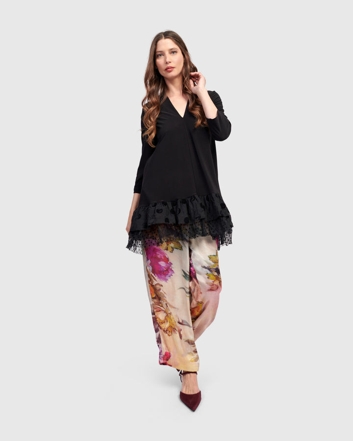 Crystal V-Neck Tunic Top, Black