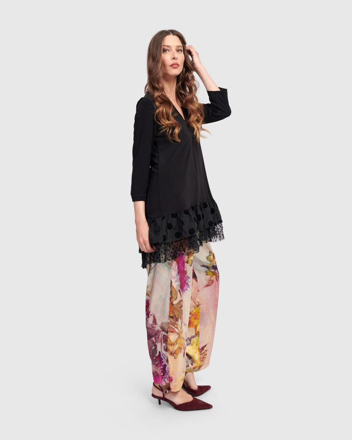 Crystal V-Neck Tunic Top, Black