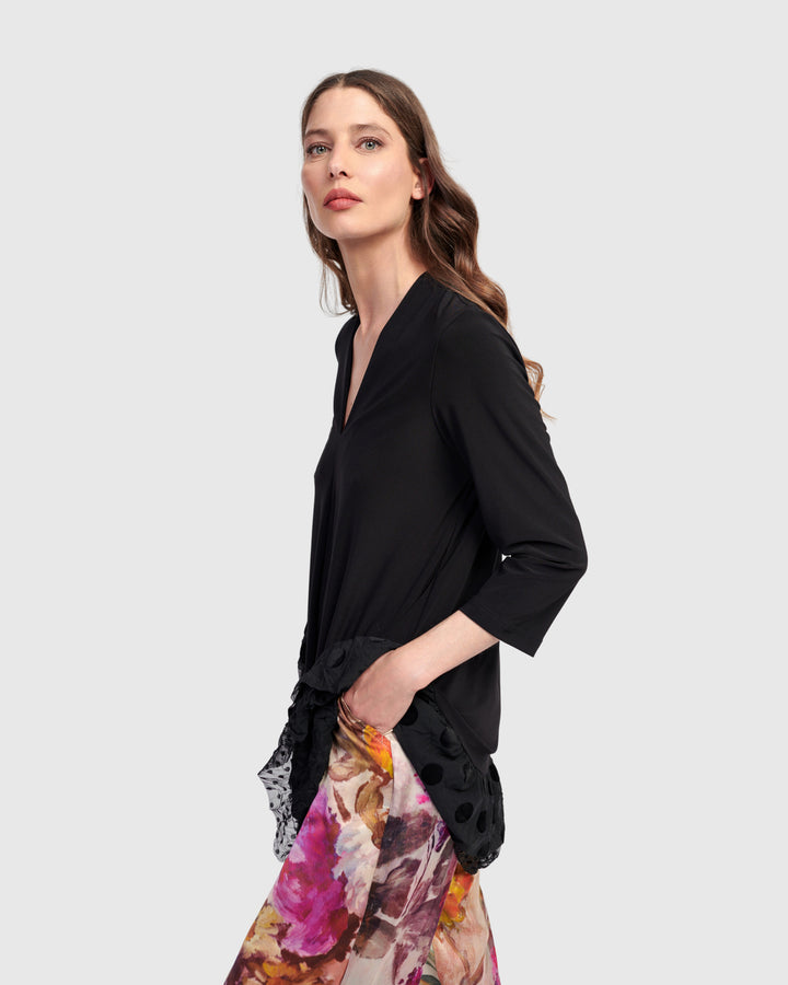 Crystal V-Neck Tunic Top, Black