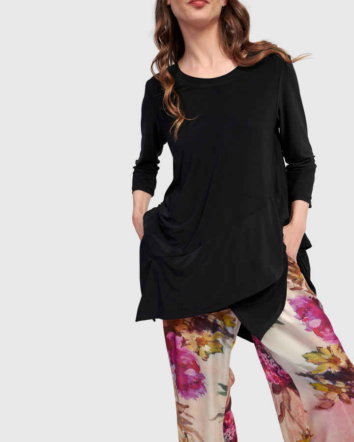 Marielle Flounce Top, Black