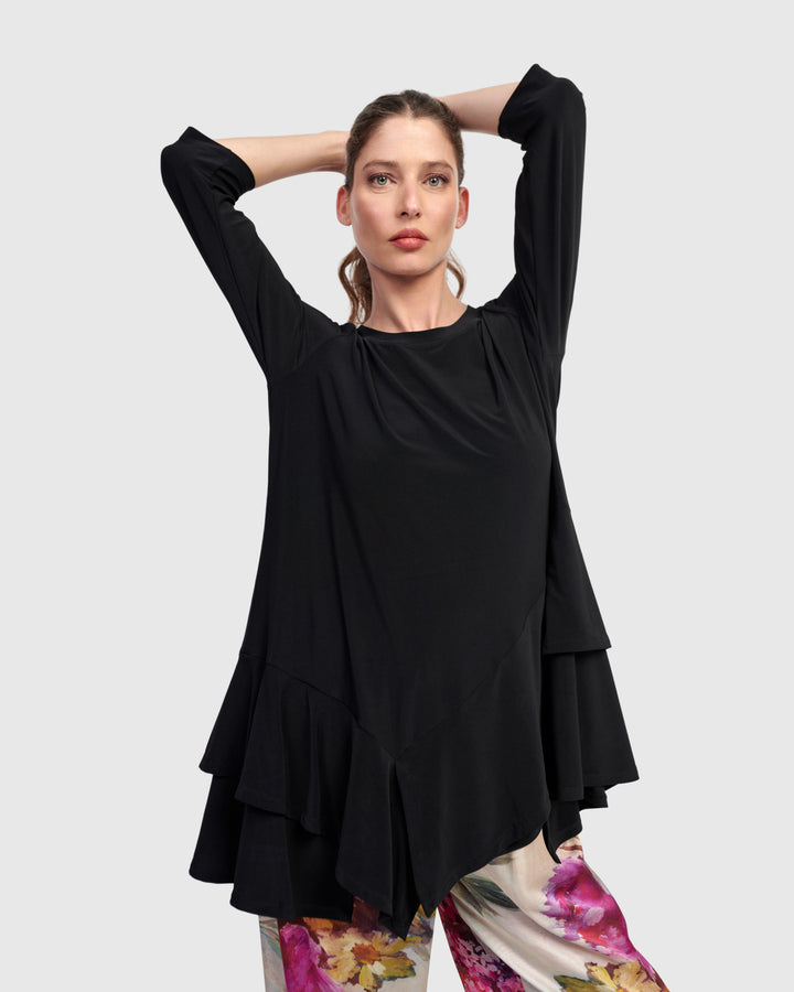 Marielle Flounce Top, Black