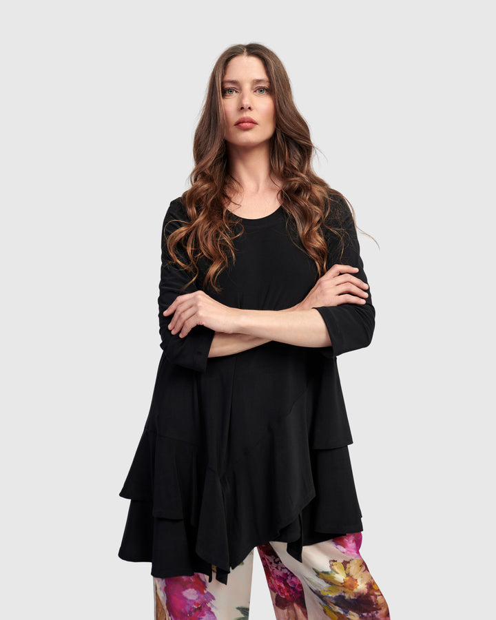Marielle Flounce Top, Black
