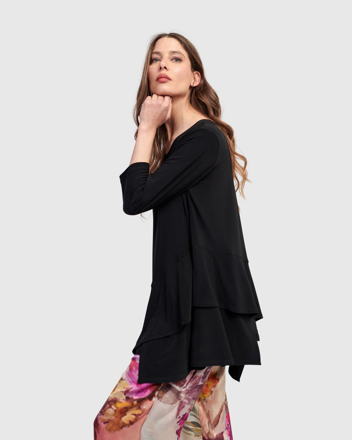 Marielle Flounce Top, Black