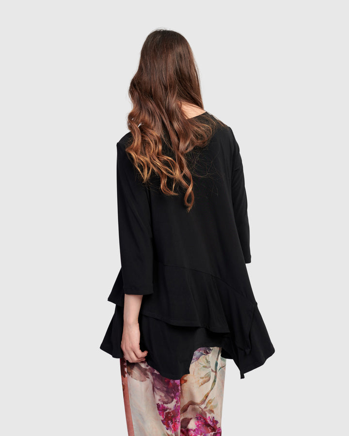 Marielle Flounce Top, Black