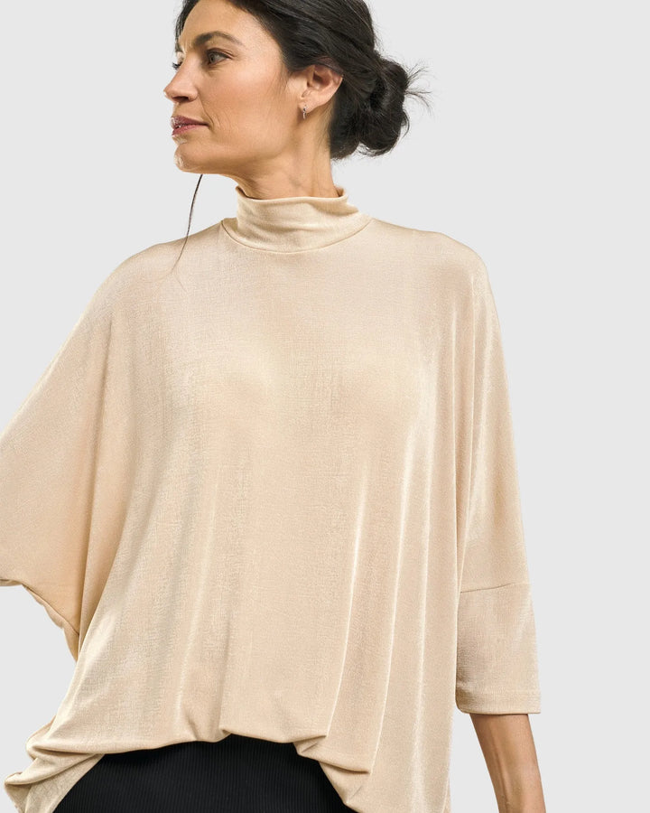 Fawn Mockneck Top, Nude