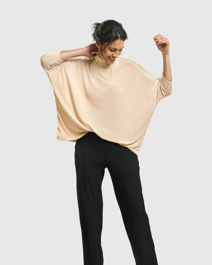 Fawn Mockneck Top, Nude