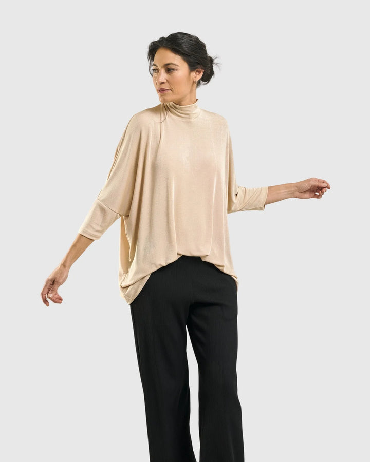 Fawn Mockneck Top, Nude
