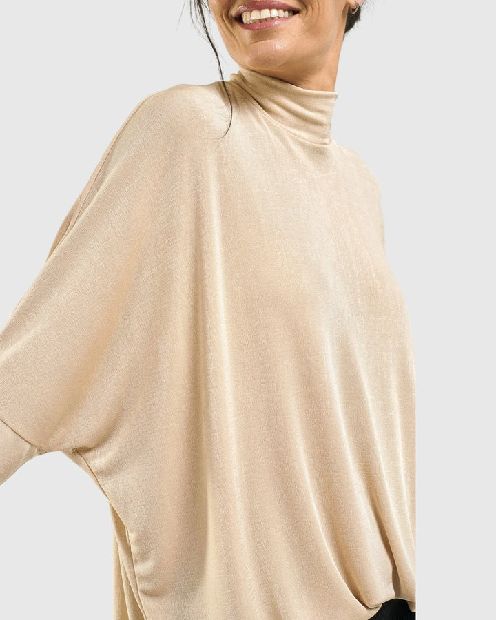 Fawn Mockneck Top, Nude