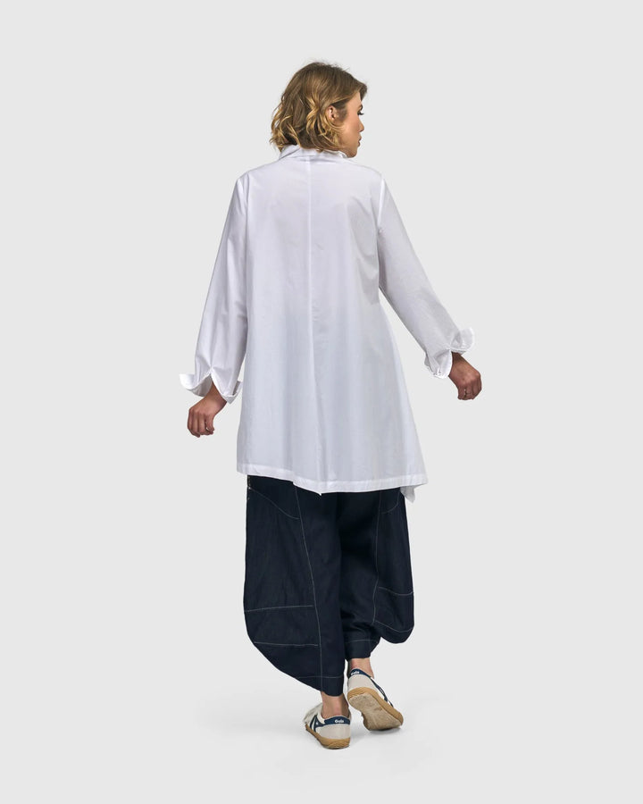 Albany Button Down Tunic Top, White