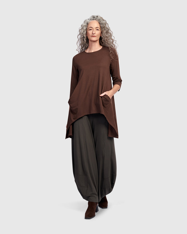 Essential Cutout Tunic Top, Umber