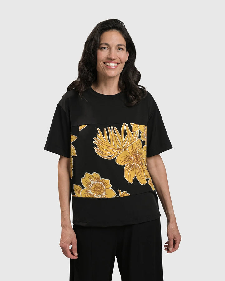 FLOWER GIRL BOXY TOP, GOLD